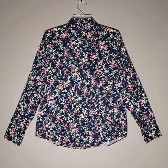 M | Chaps | Floral "No Iron" Long Sleeved Button Down Shirt - Picture 3 of 7